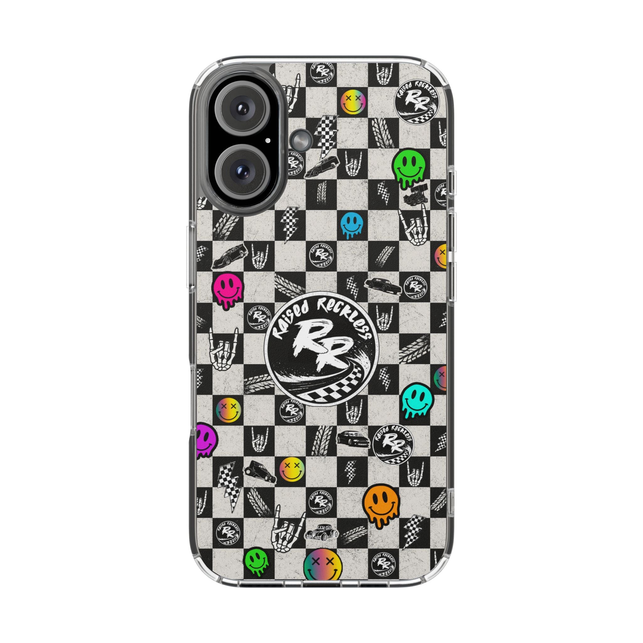 Raised Reckless Checkered Print Phone Case