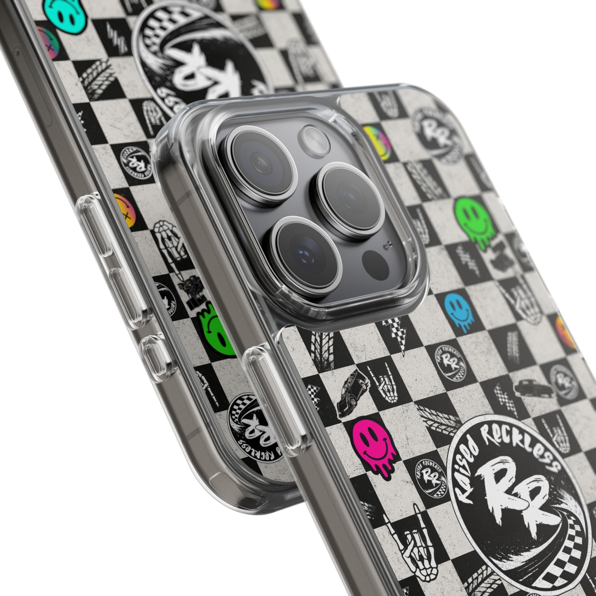 Raised Reckless Checkered Print Phone Case