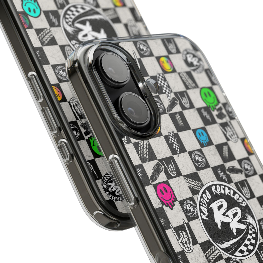 Raised Reckless Checkered Print Phone Case