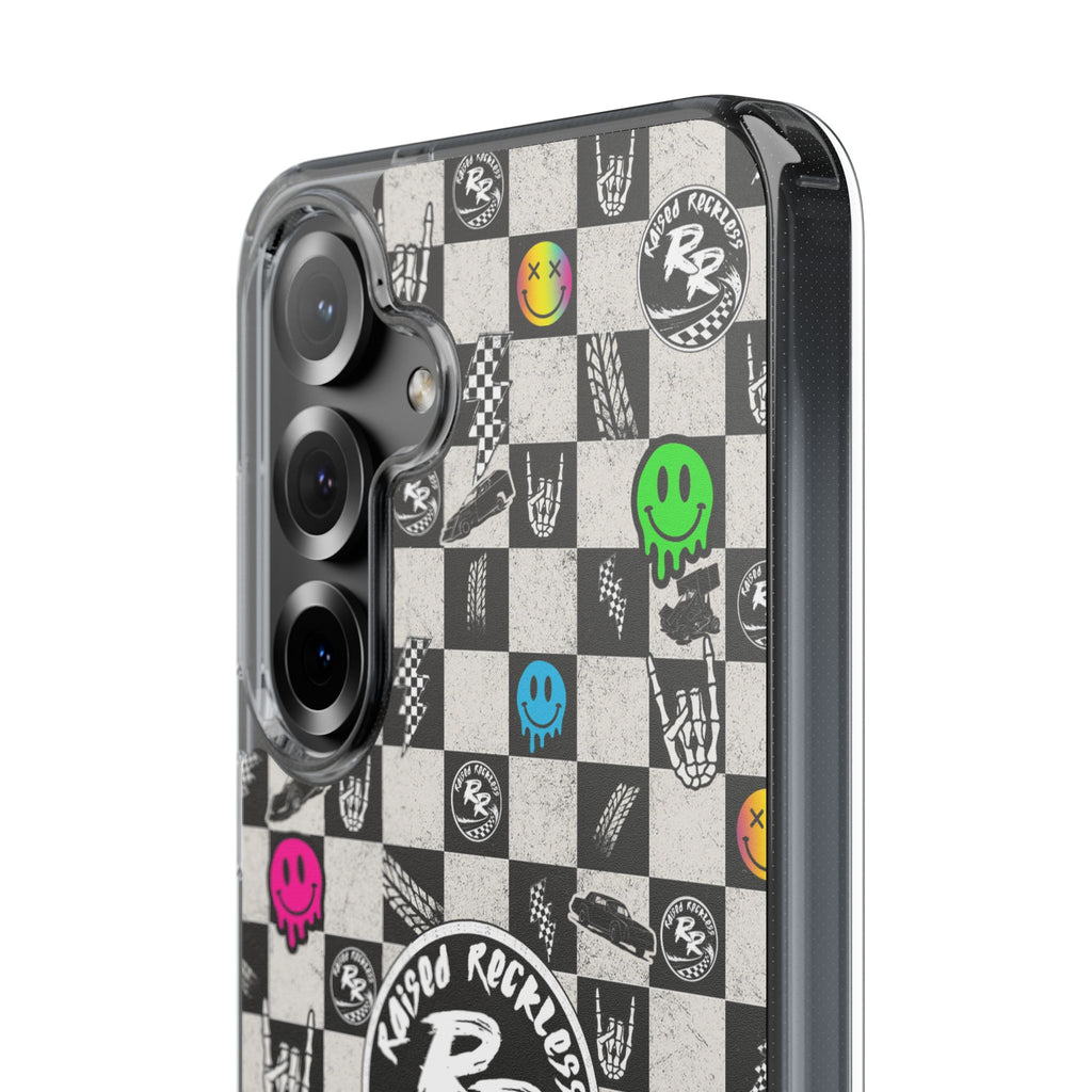 Raised Reckless Checkered Print Phone Case
