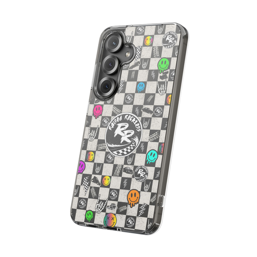 Raised Reckless Checkered Print Phone Case