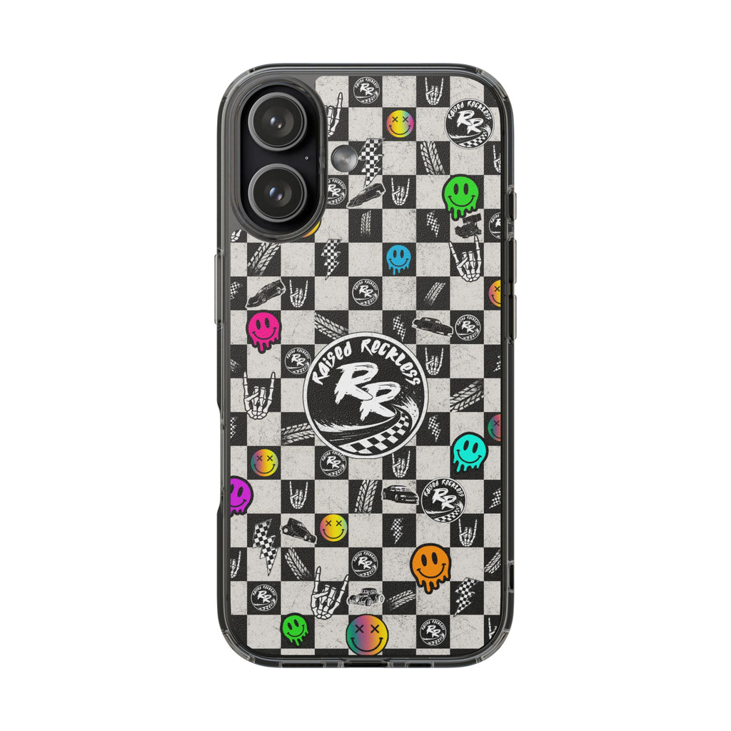 Raised Reckless Checkered Print Phone Case