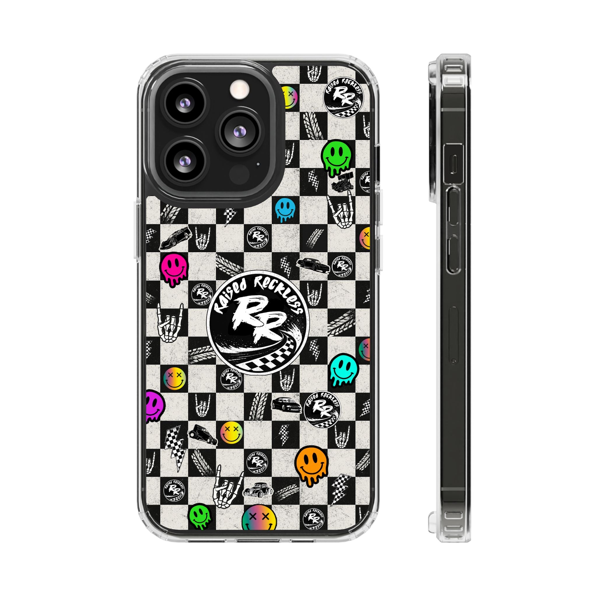 Raised Reckless Checkered Print Phone Case