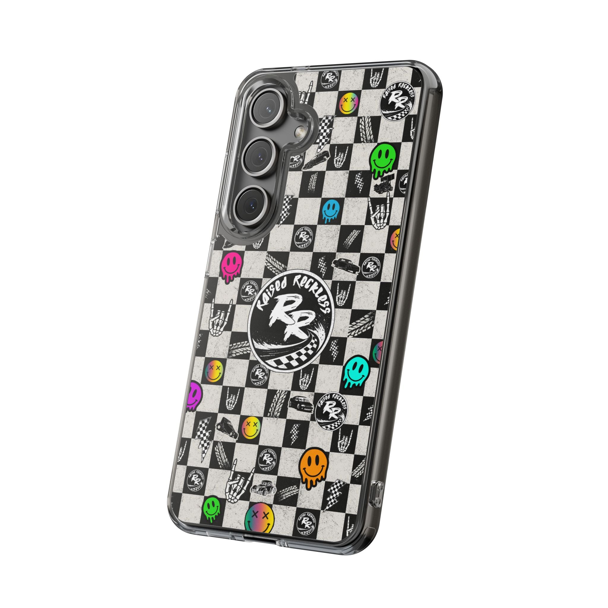 Raised Reckless Checkered Print Phone Case