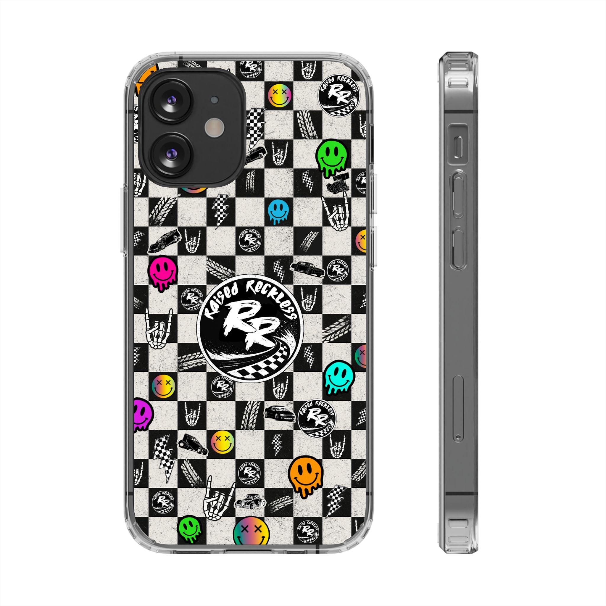 Raised Reckless Checkered Print Phone Case