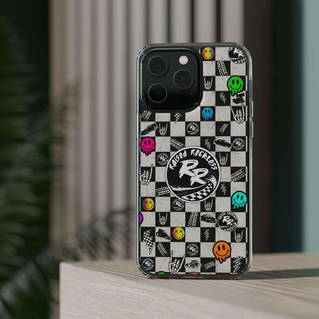 Raised Reckless Checkered Print Phone Case