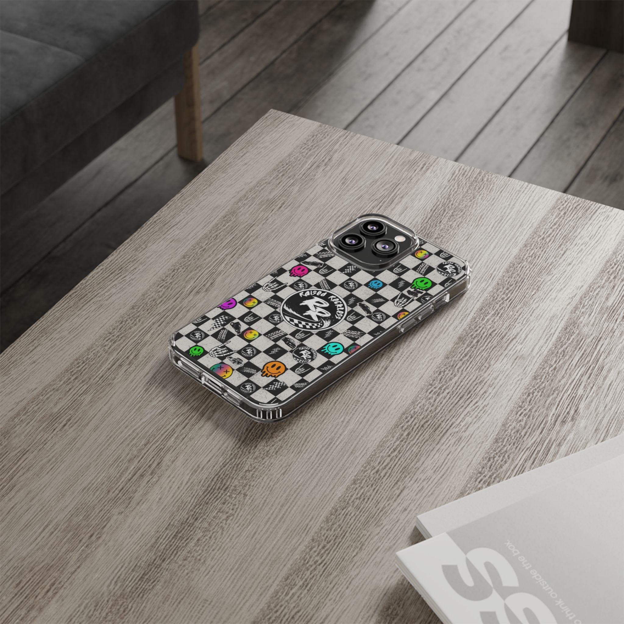 Raised Reckless Checkered Print Phone Case