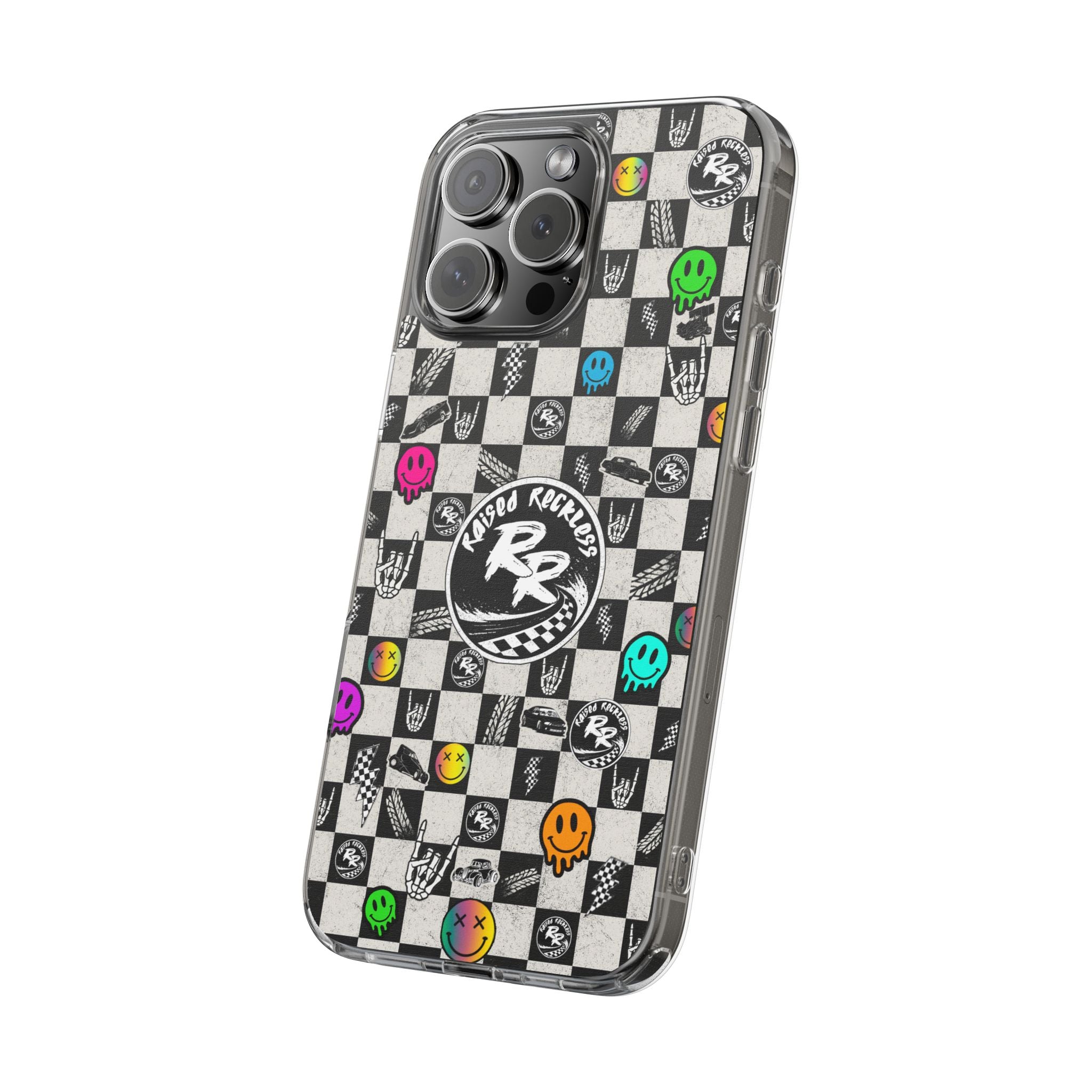 Raised Reckless Checkered Print Phone Case