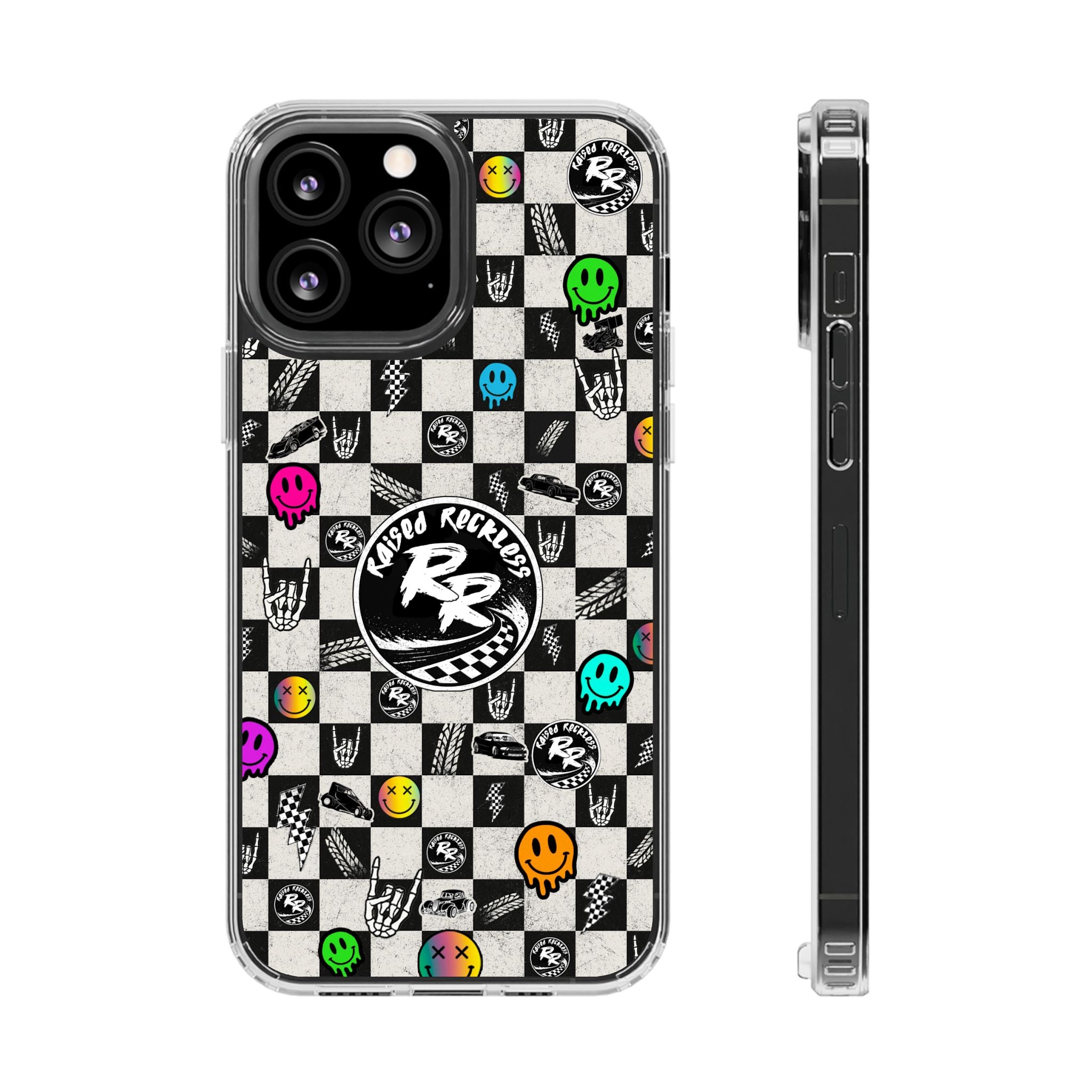 Raised Reckless Checkered Print Phone Case