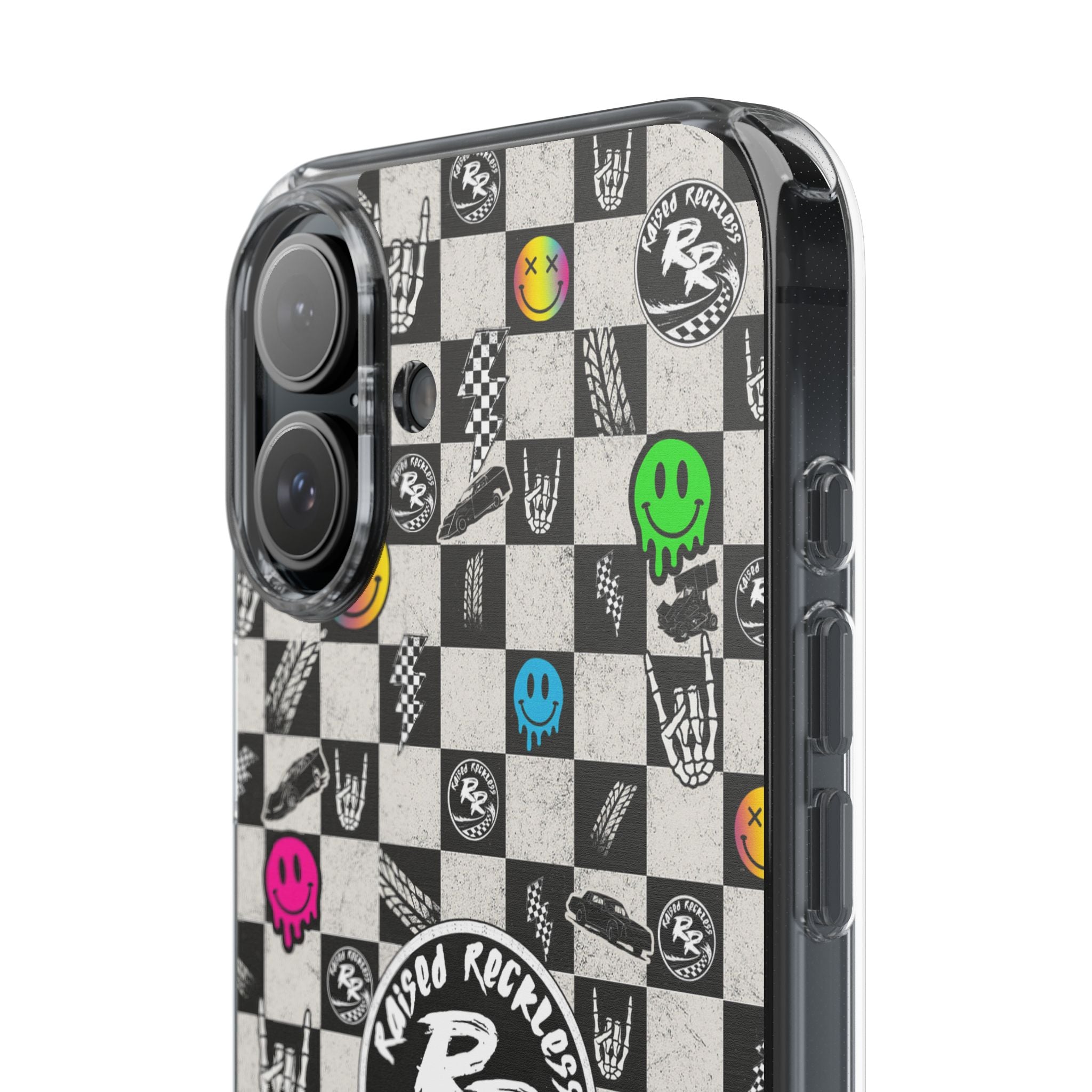 Raised Reckless Checkered Print Phone Case
