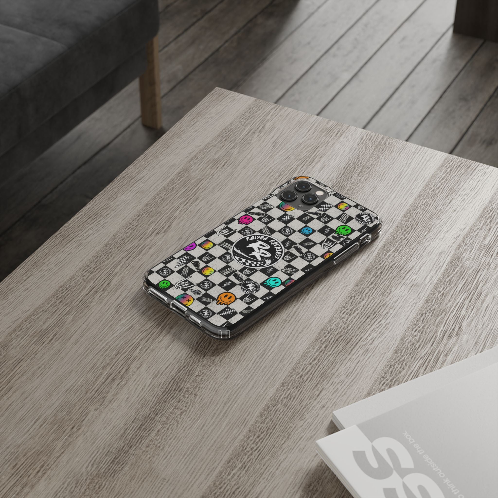 Raised Reckless Checkered Print Phone Case