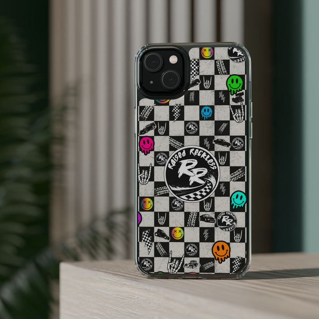 Raised Reckless Checkered Print Phone Case