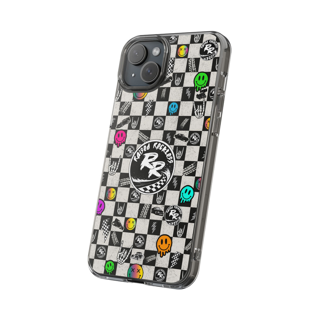 Raised Reckless Checkered Print Phone Case