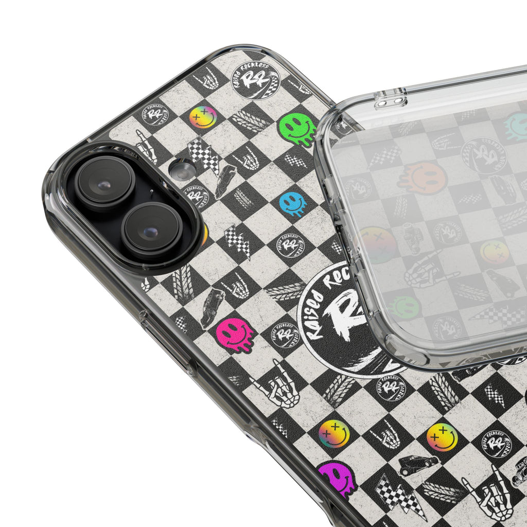 Raised Reckless Checkered Print Phone Case