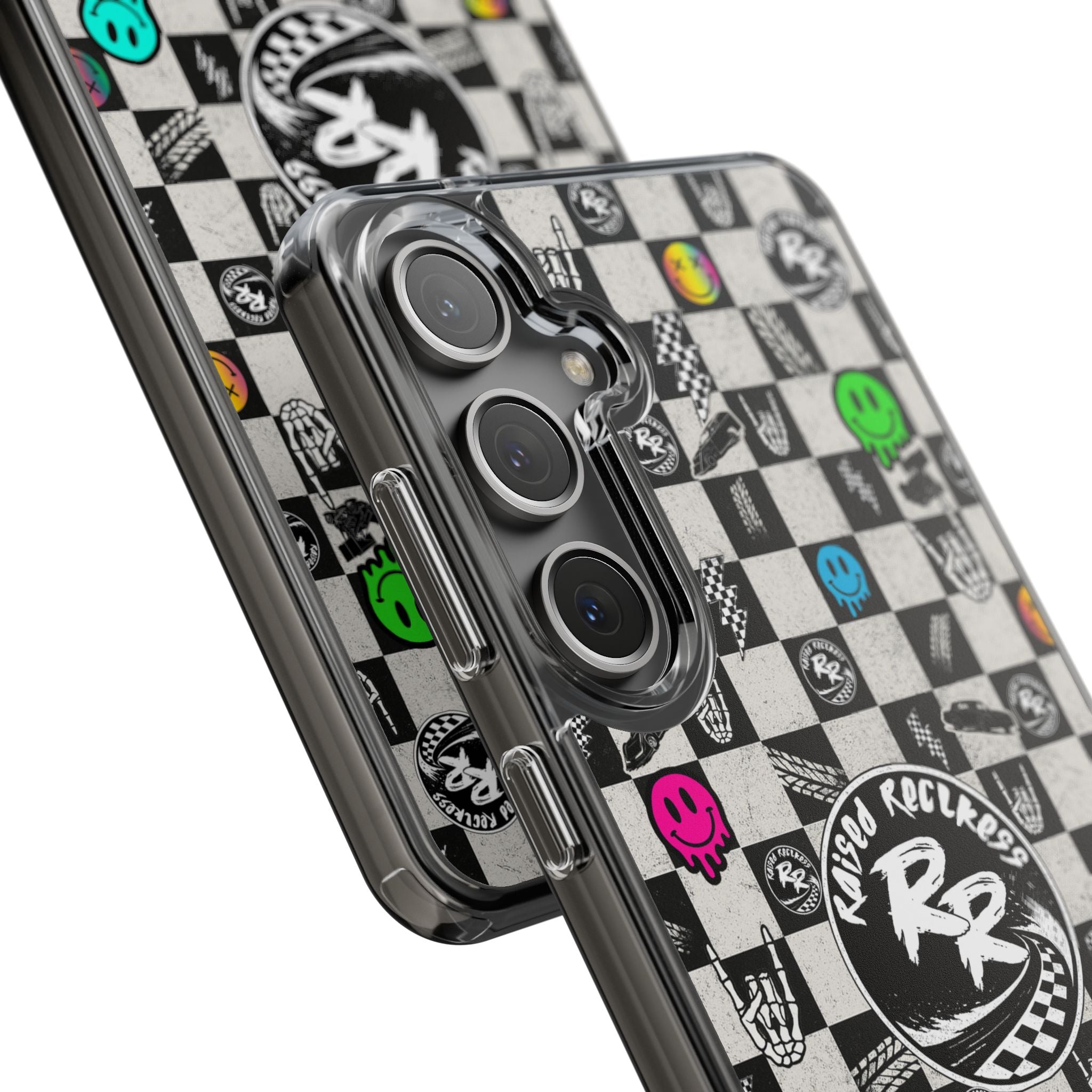Raised Reckless Checkered Print Phone Case