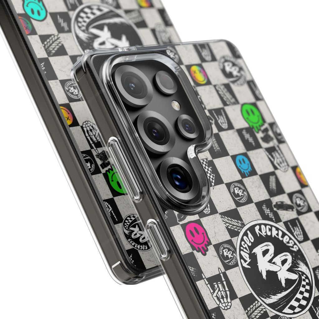 Raised Reckless Checkered Print Phone Case