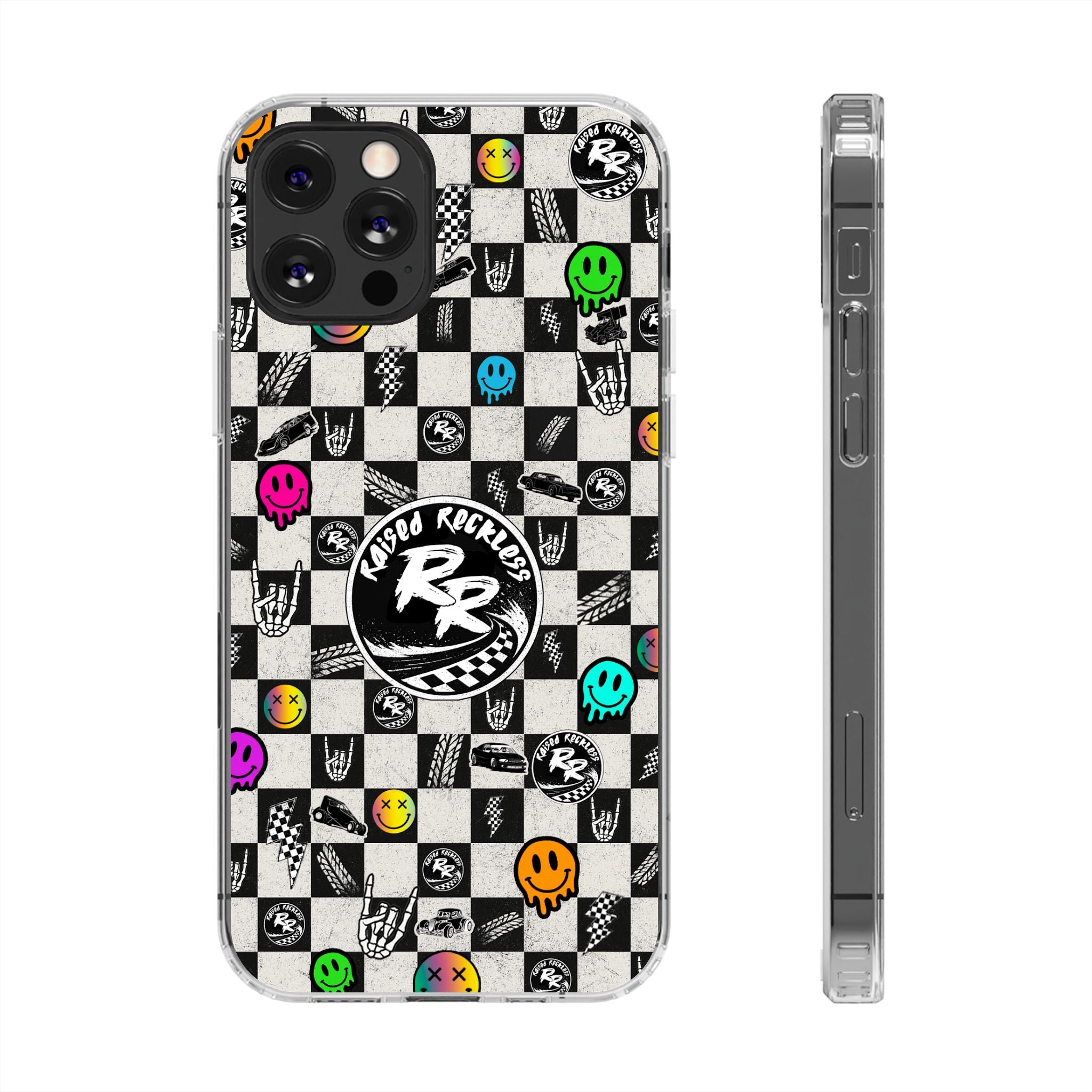Raised Reckless Checkered Print Phone Case