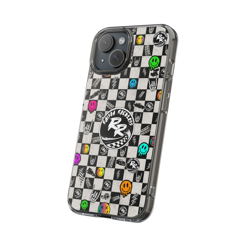 Raised Reckless Checkered Print Phone Case