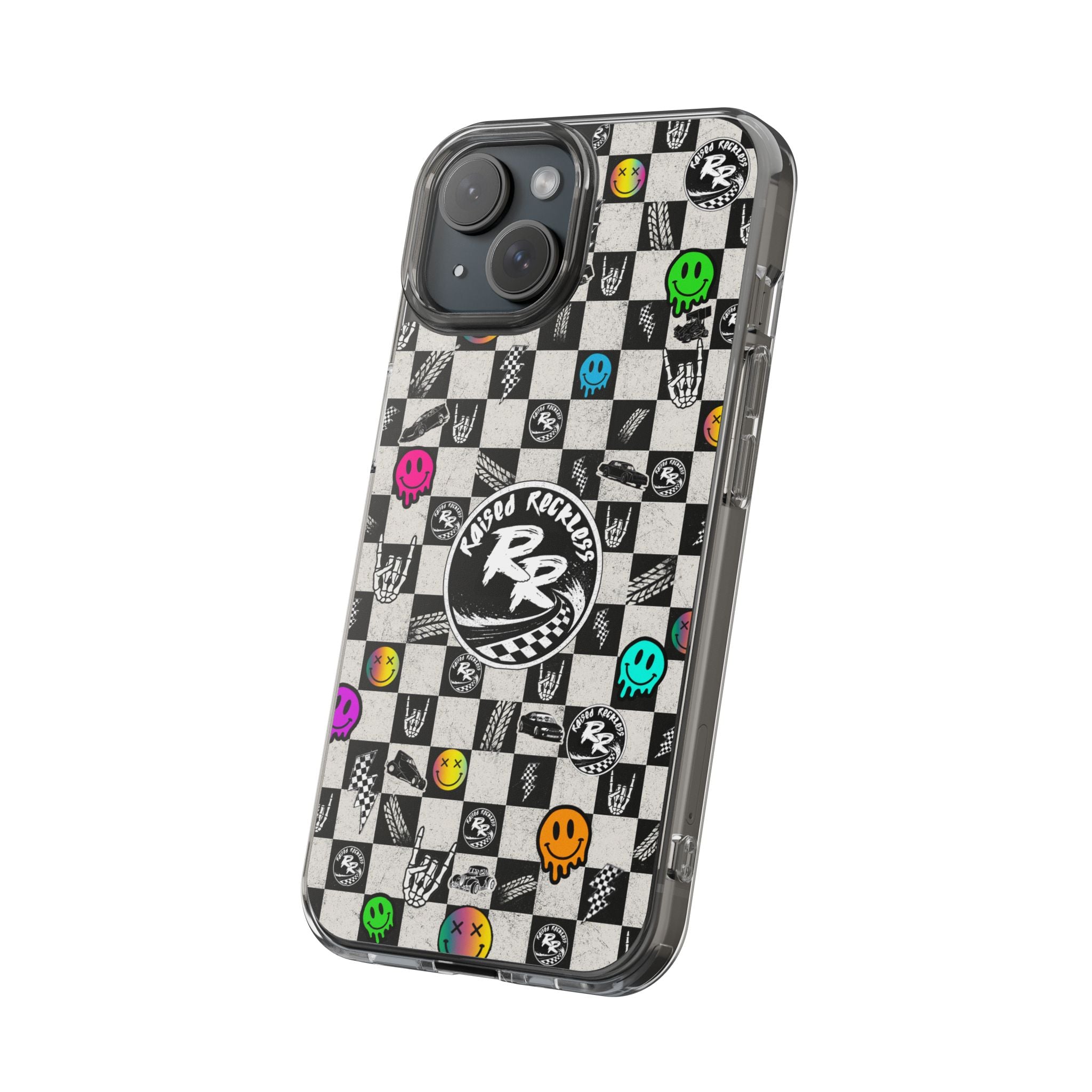 Raised Reckless Checkered Print Phone Case