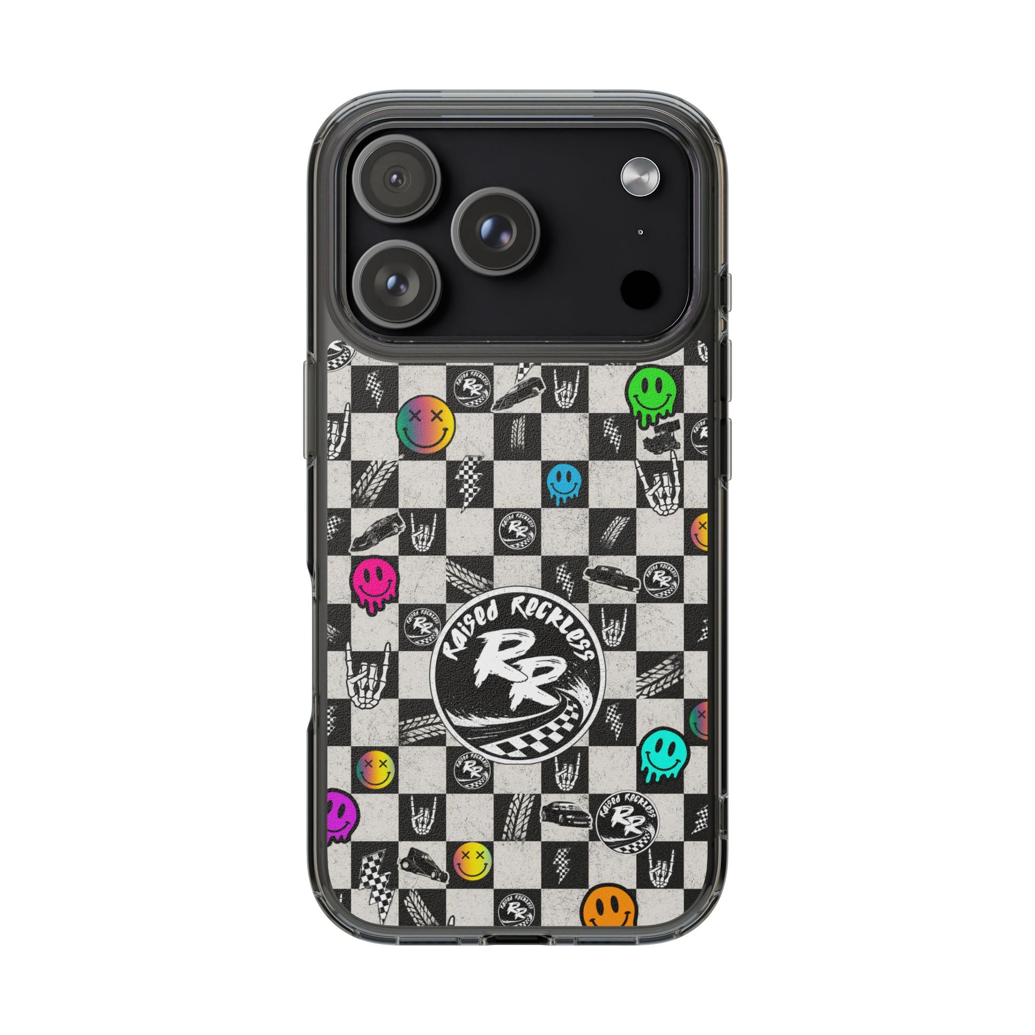 Raised Reckless Checkered Print Phone Case