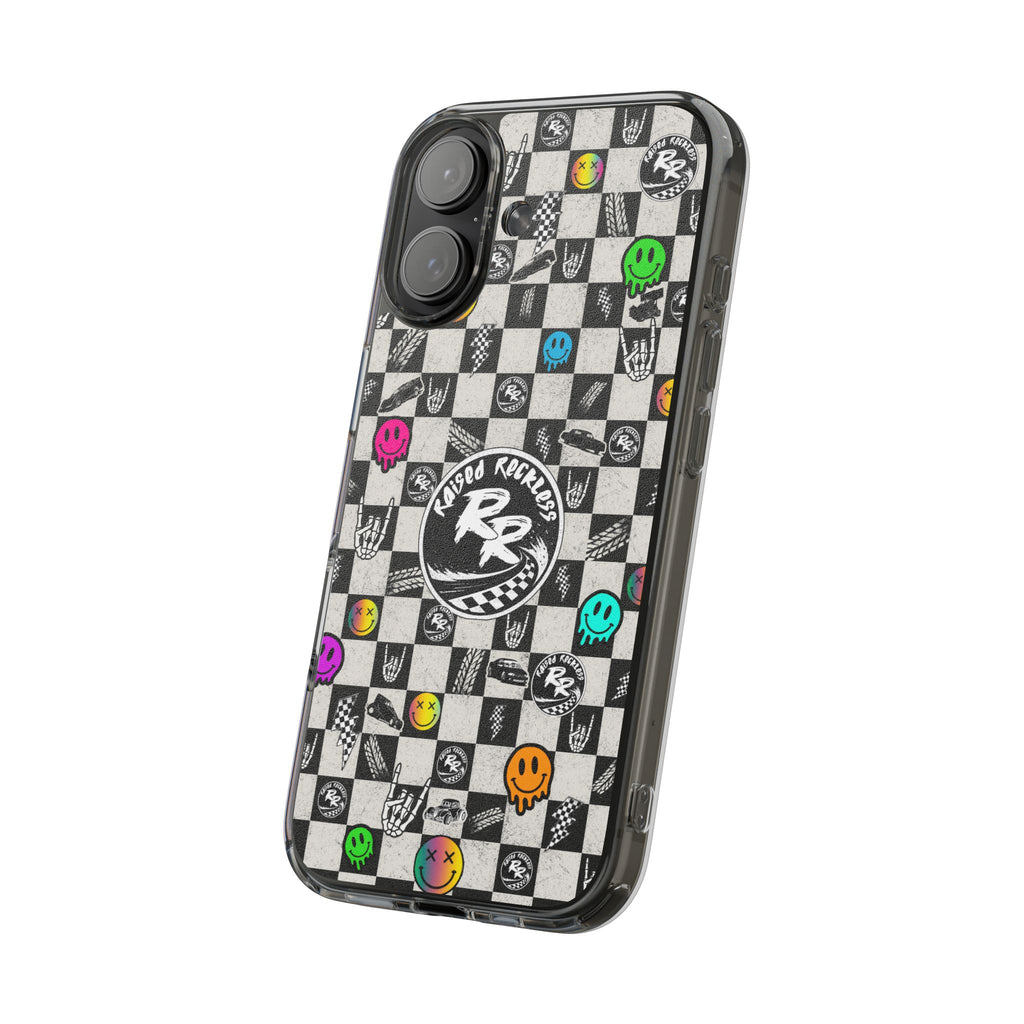 Raised Reckless Checkered Print Phone Case