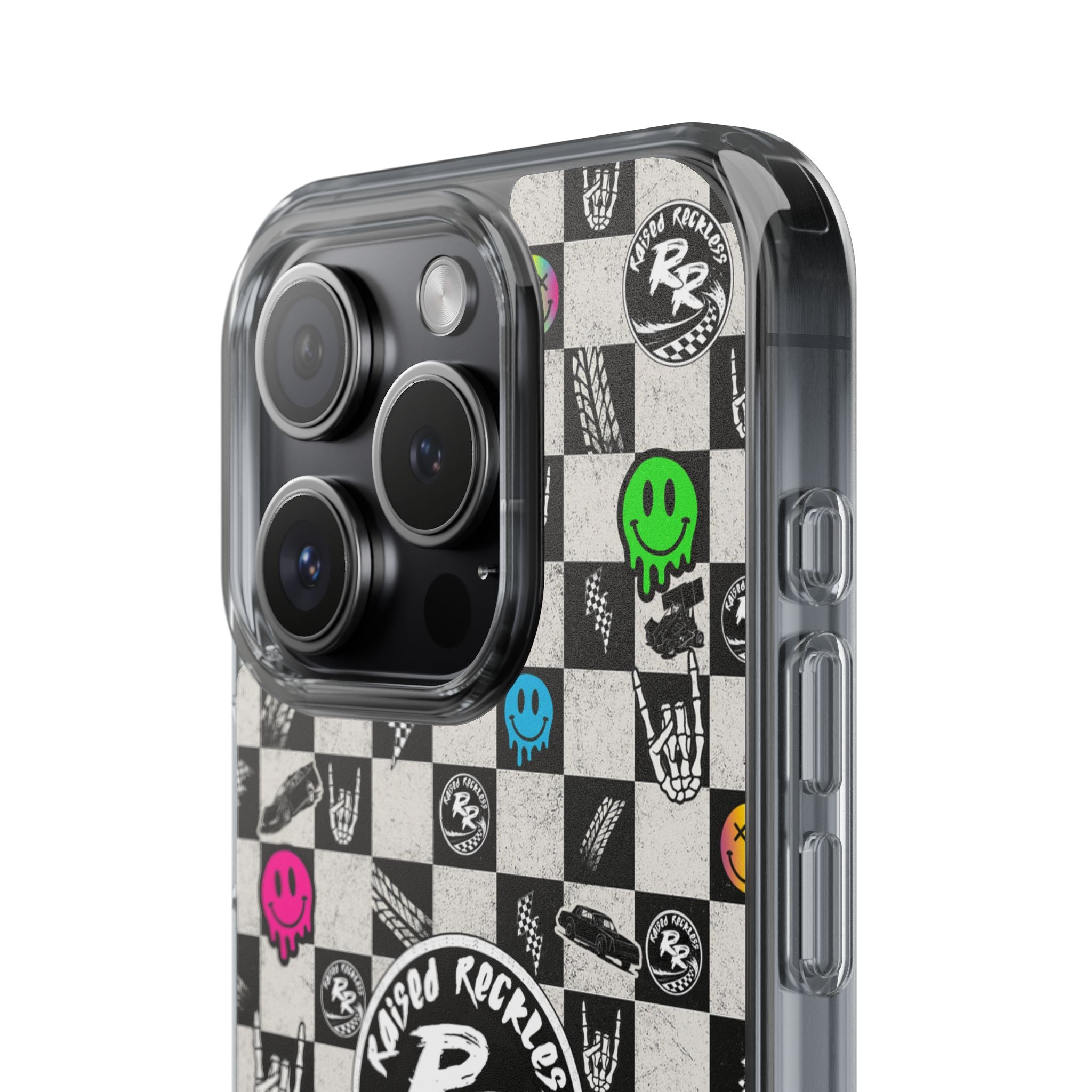 Raised Reckless Checkered Print Phone Case