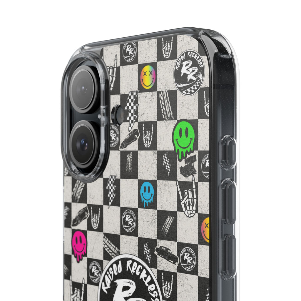 Raised Reckless Checkered Print Phone Case