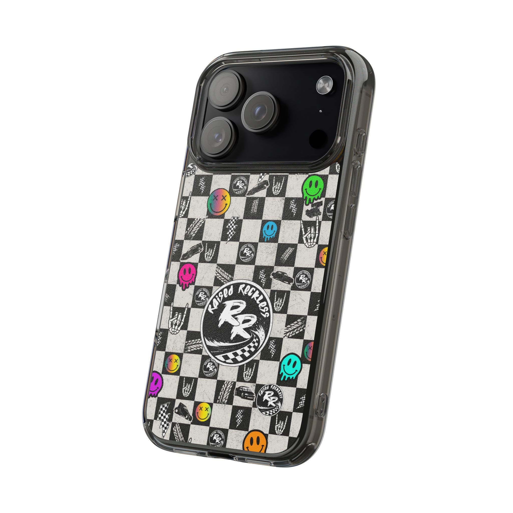 Raised Reckless Checkered Print Phone Case