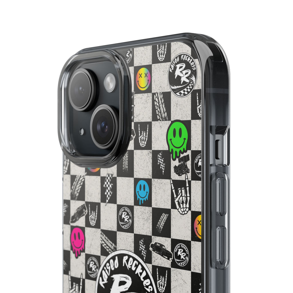 Raised Reckless Checkered Print Phone Case