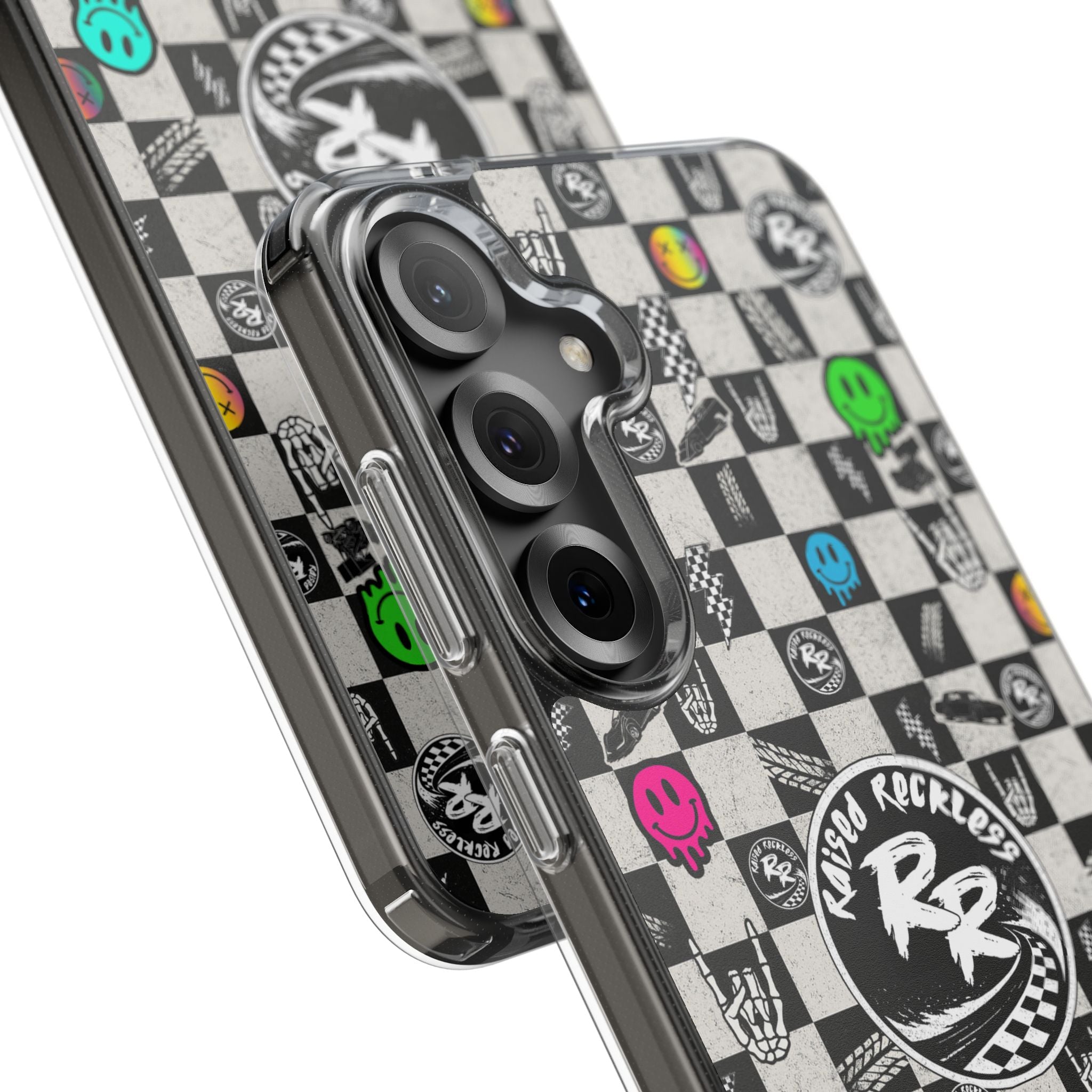 Raised Reckless Checkered Print Phone Case