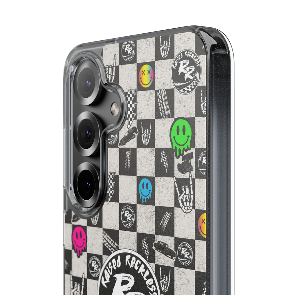 Raised Reckless Checkered Print Phone Case