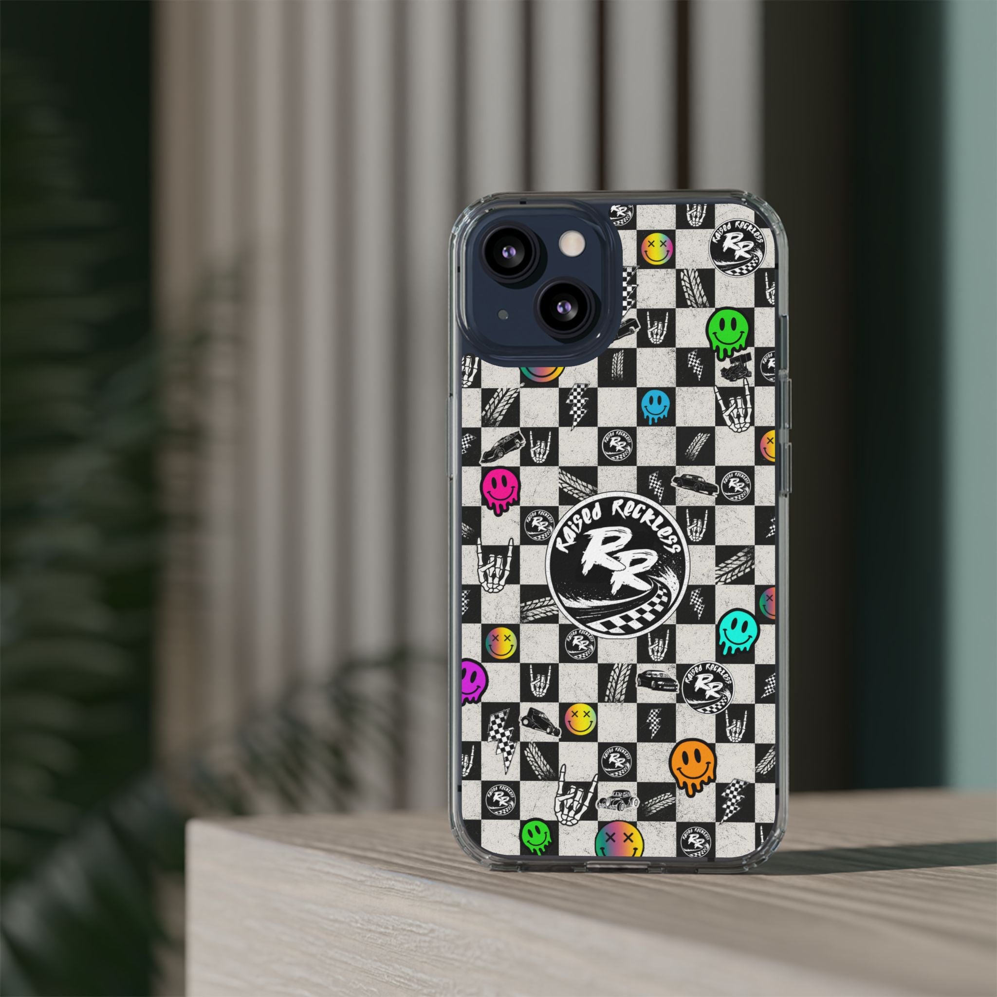 Raised Reckless Checkered Print Phone Case