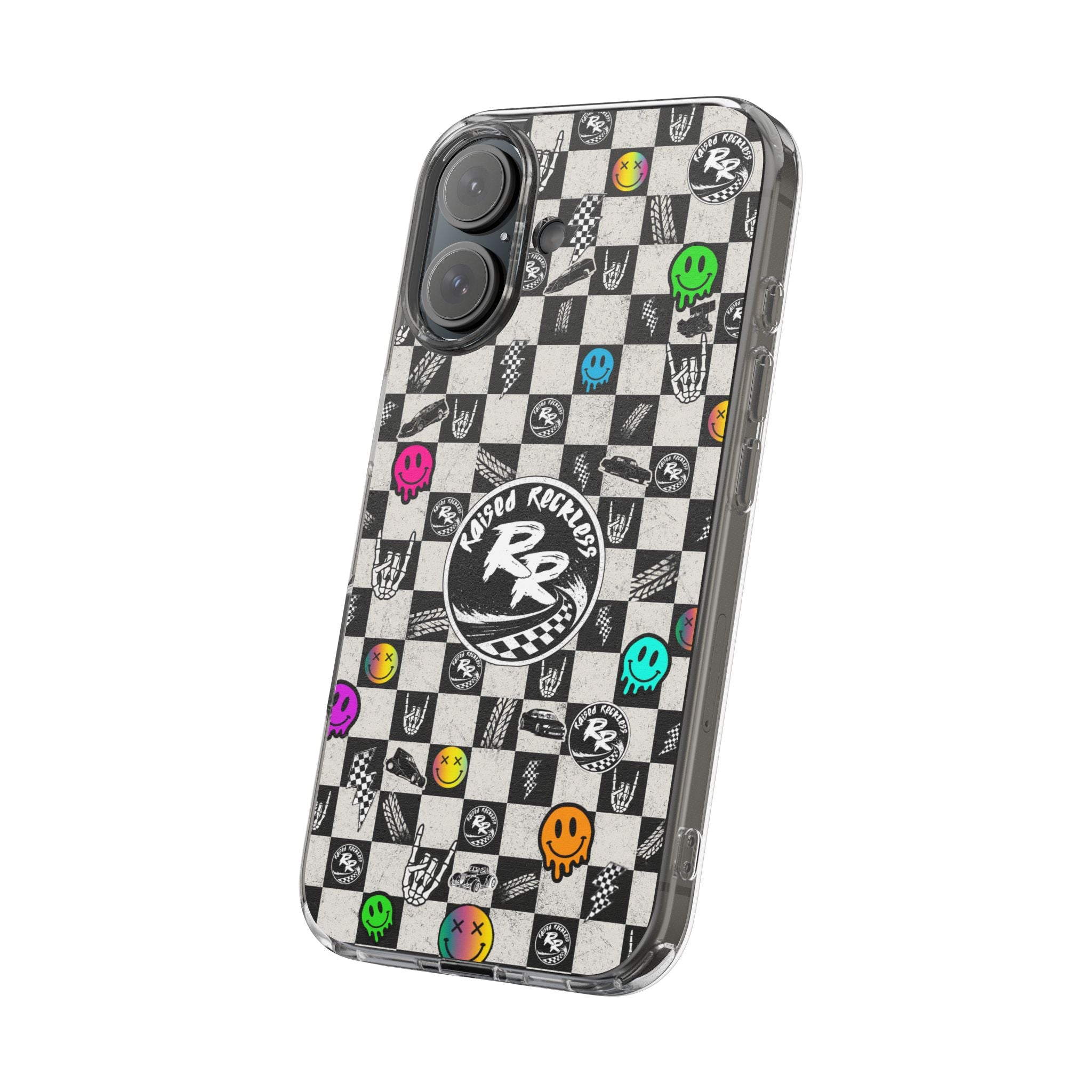 Raised Reckless Checkered Print Phone Case