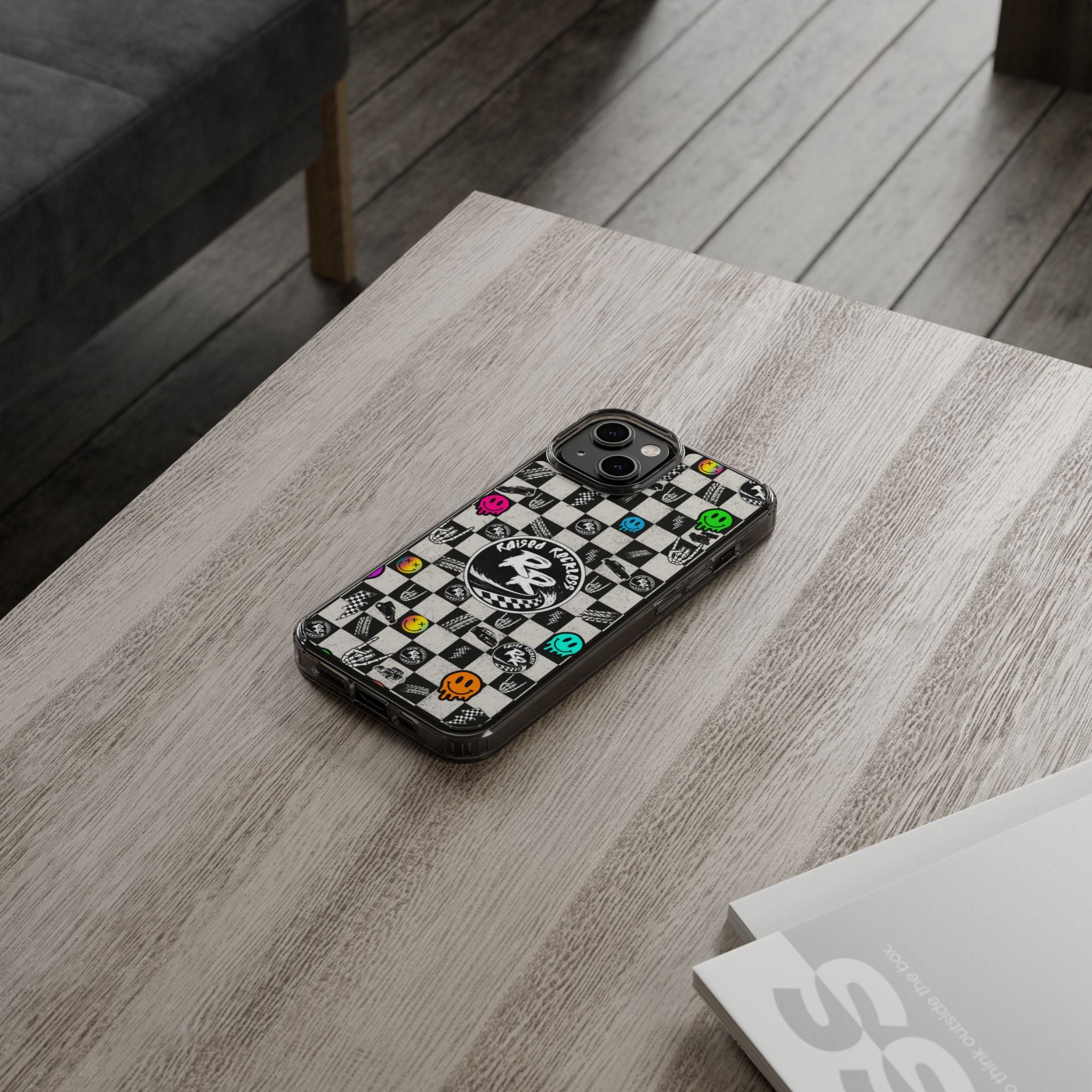 Raised Reckless Checkered Print Phone Case