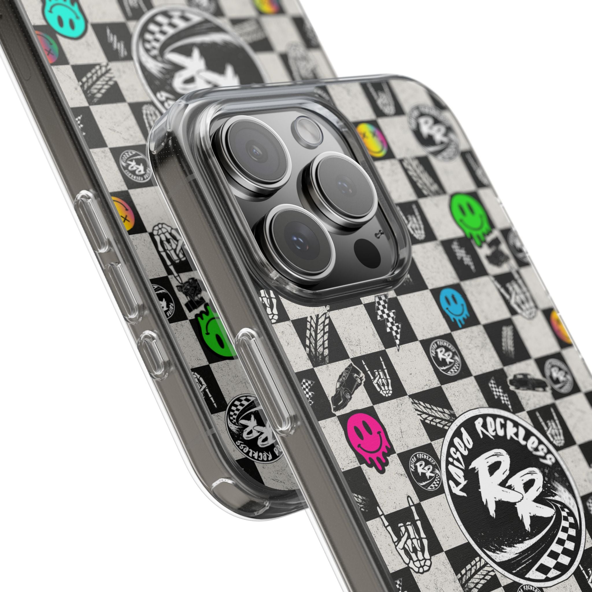 Raised Reckless Checkered Print Phone Case