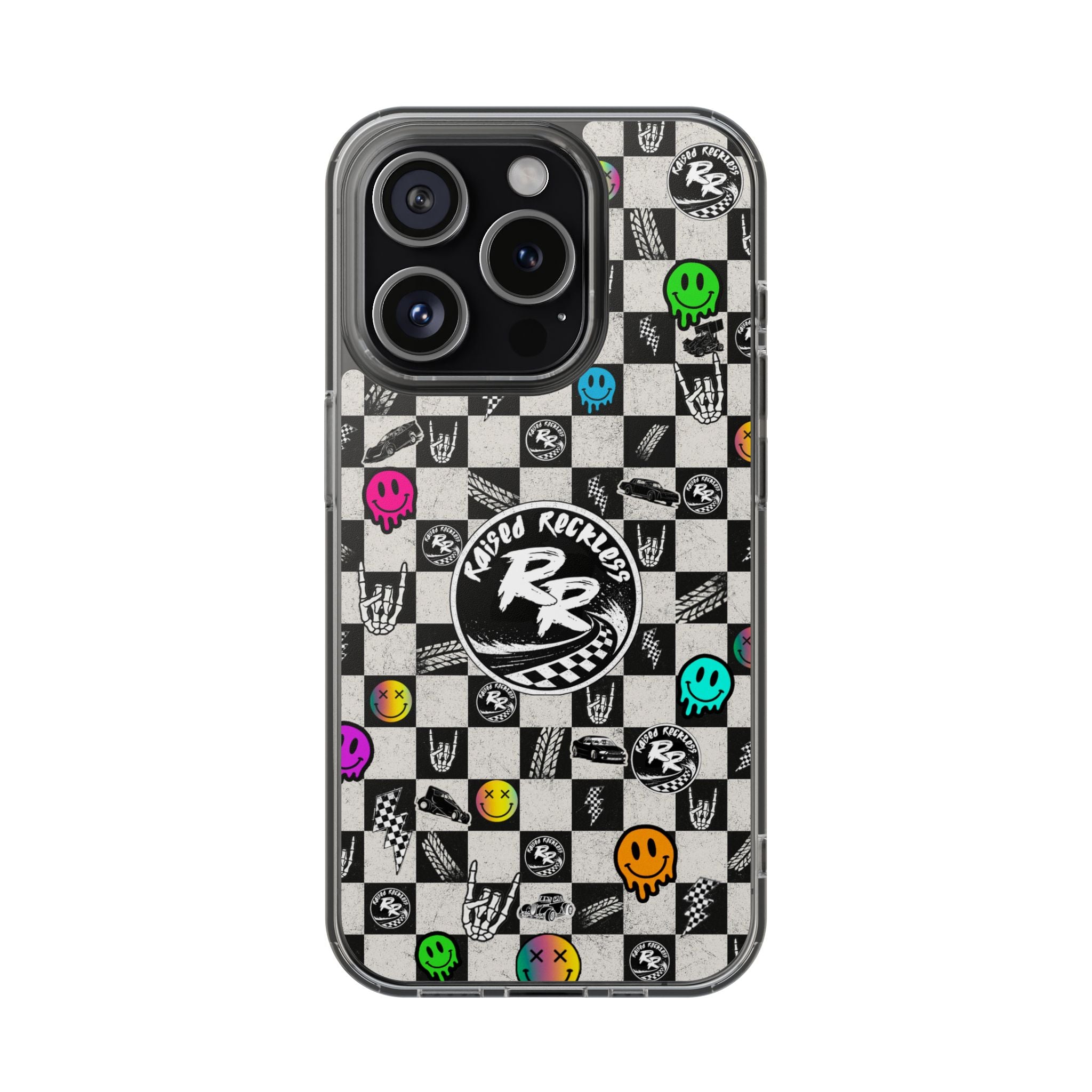 Raised Reckless Checkered Print Phone Case