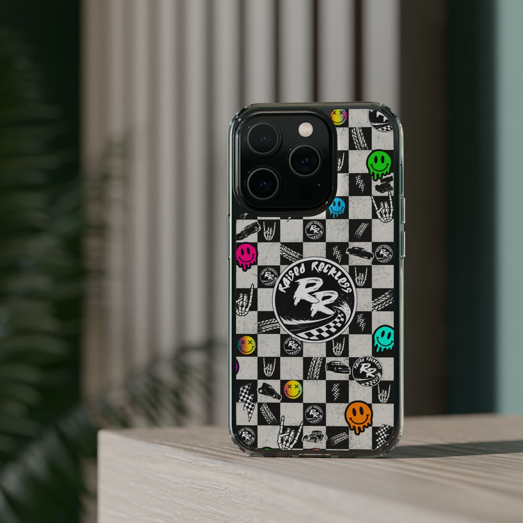 Raised Reckless Checkered Print Phone Case