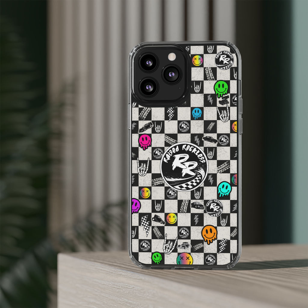 Raised Reckless Checkered Print Phone Case