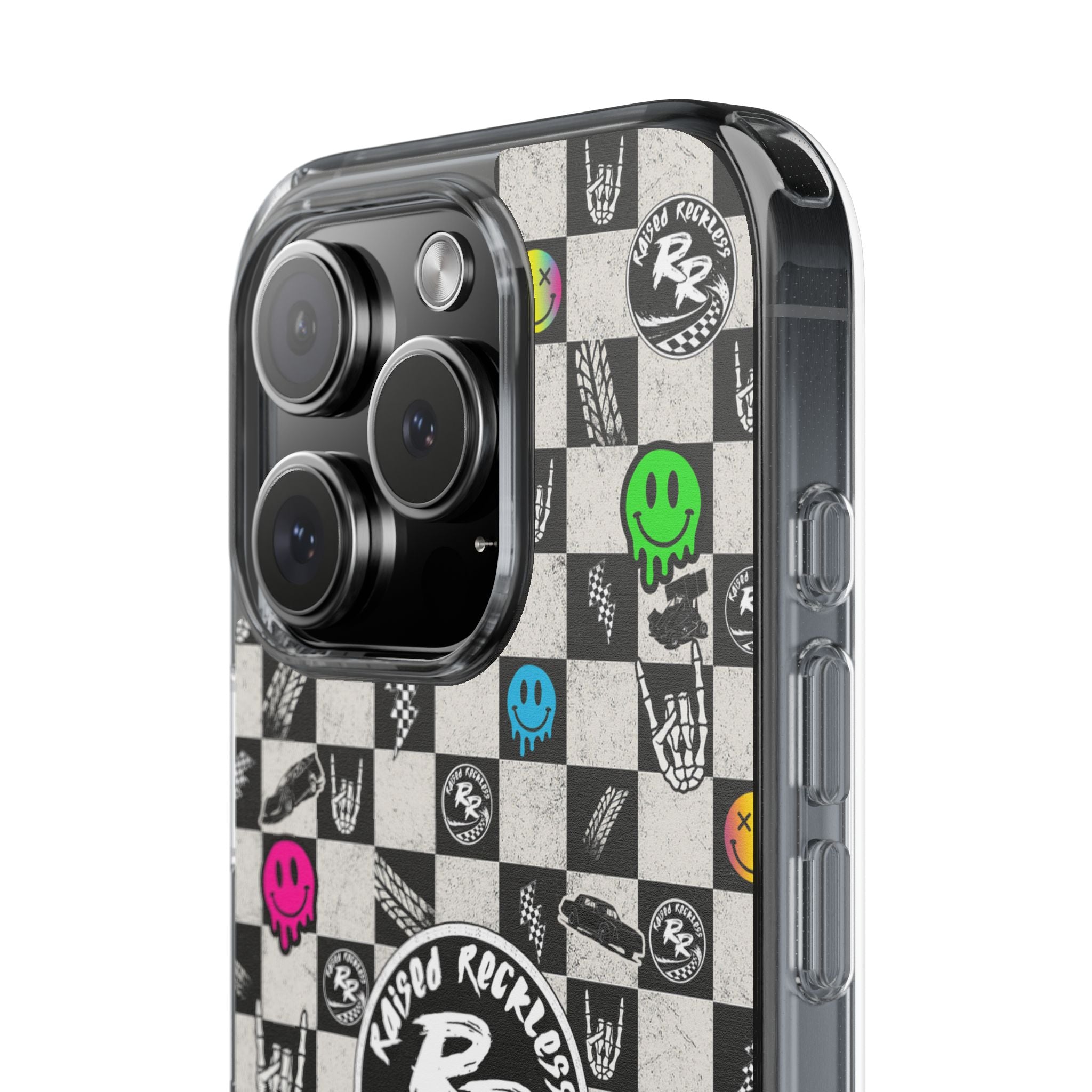 Raised Reckless Checkered Print Phone Case