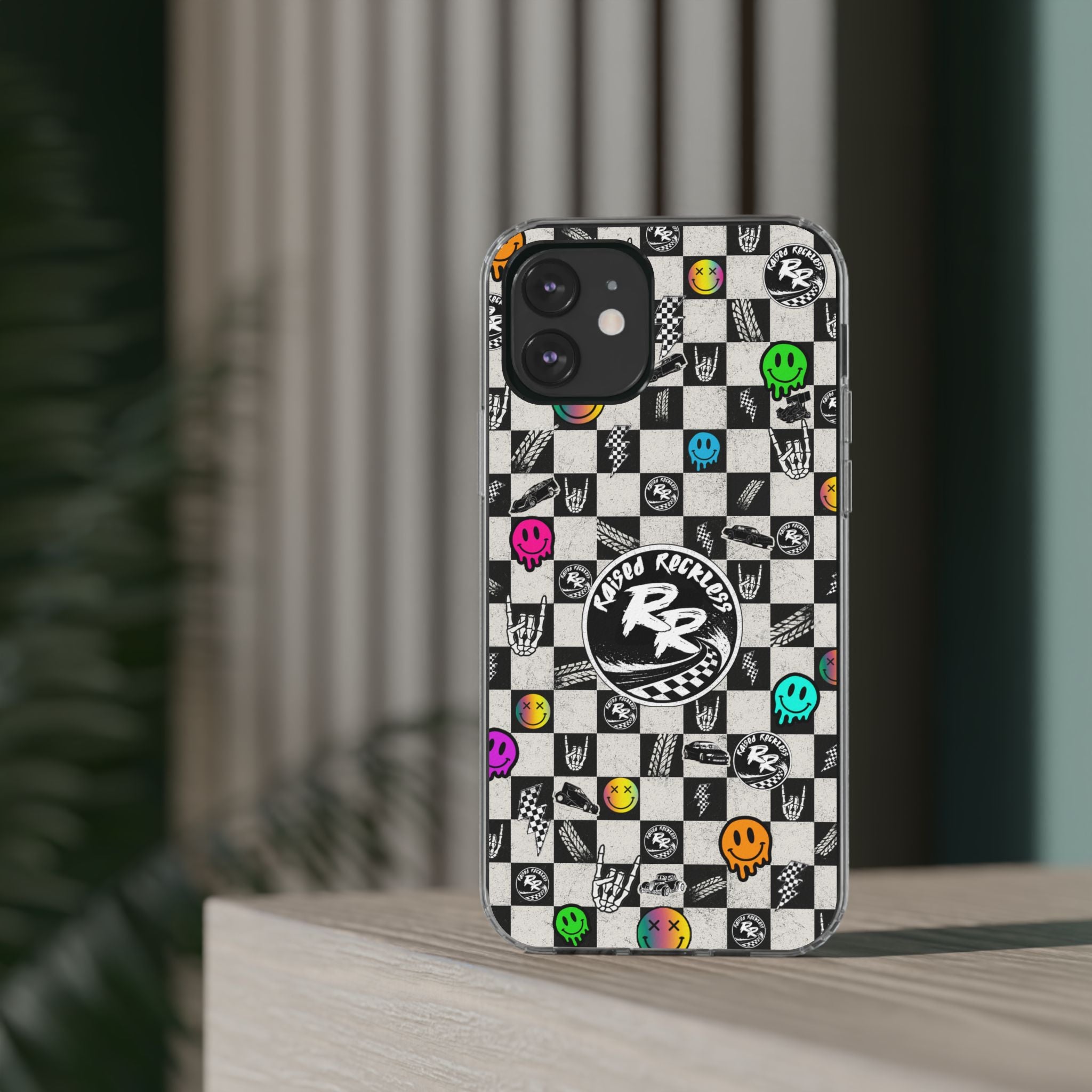 Raised Reckless Checkered Print Phone Case