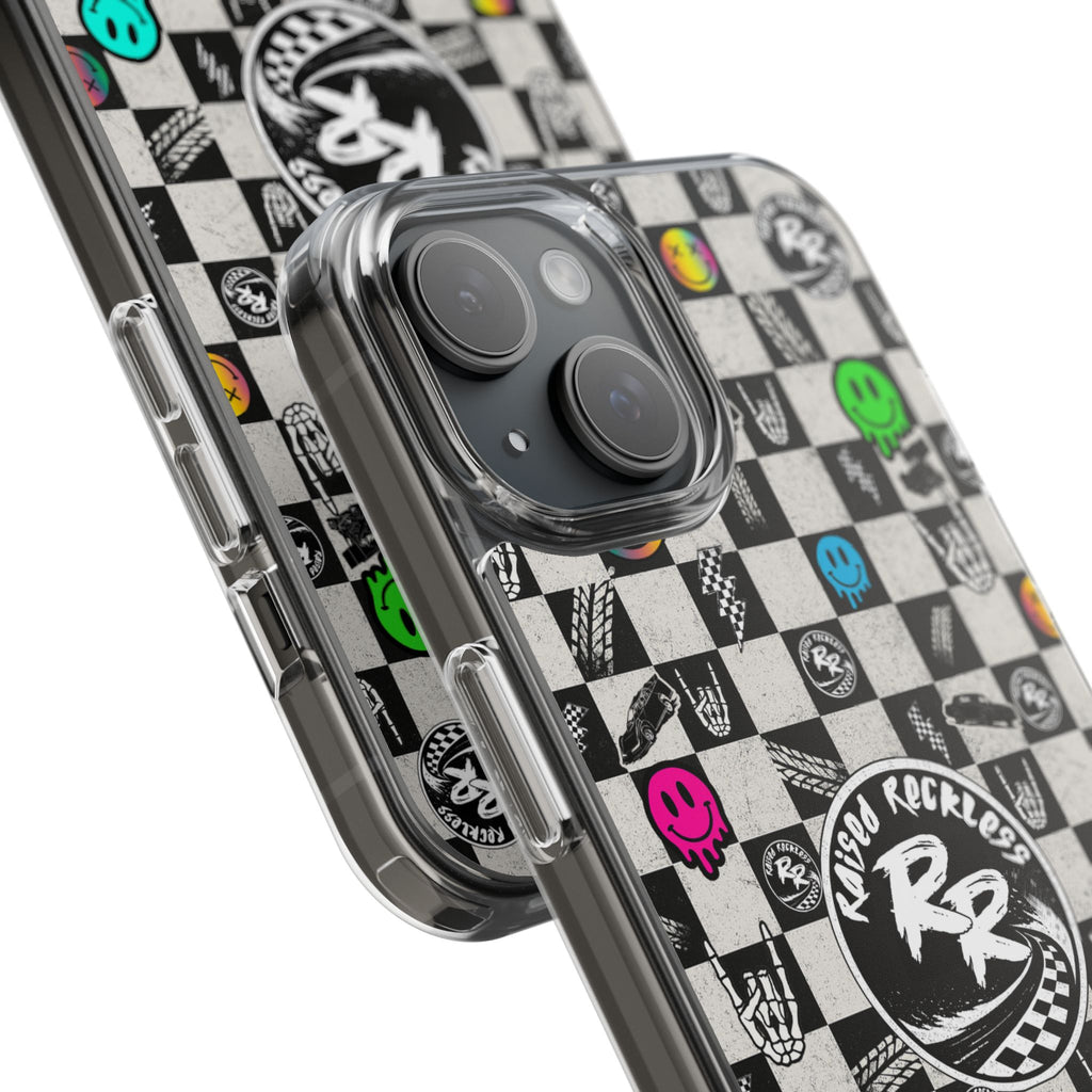 Raised Reckless Checkered Print Phone Case