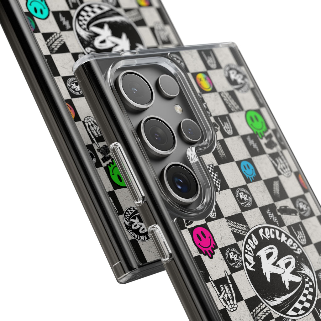 Raised Reckless Checkered Print Phone Case