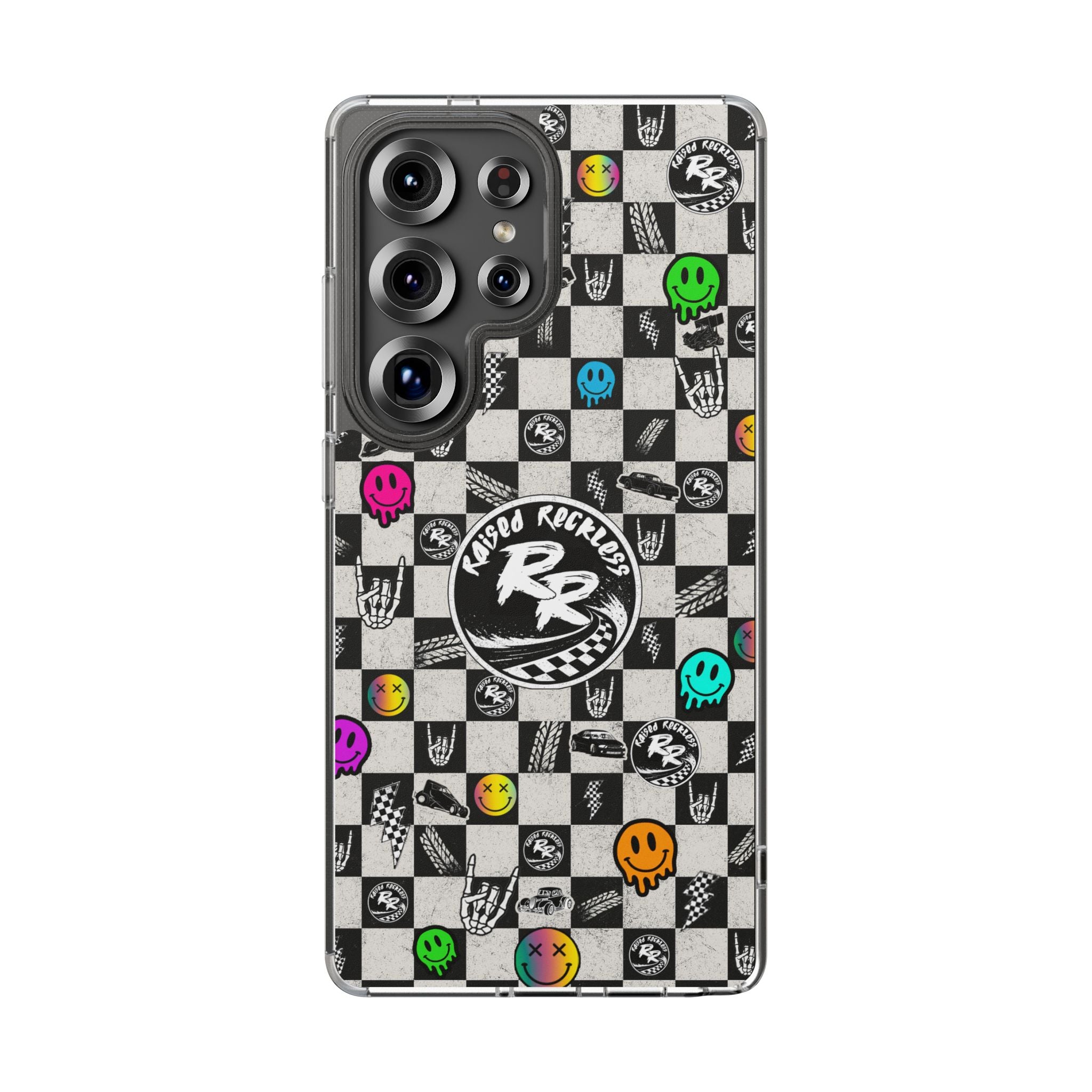 Raised Reckless Checkered Print Phone Case