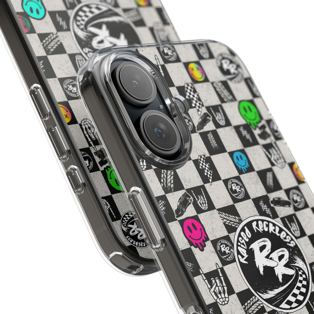 Raised Reckless Checkered Print Phone Case