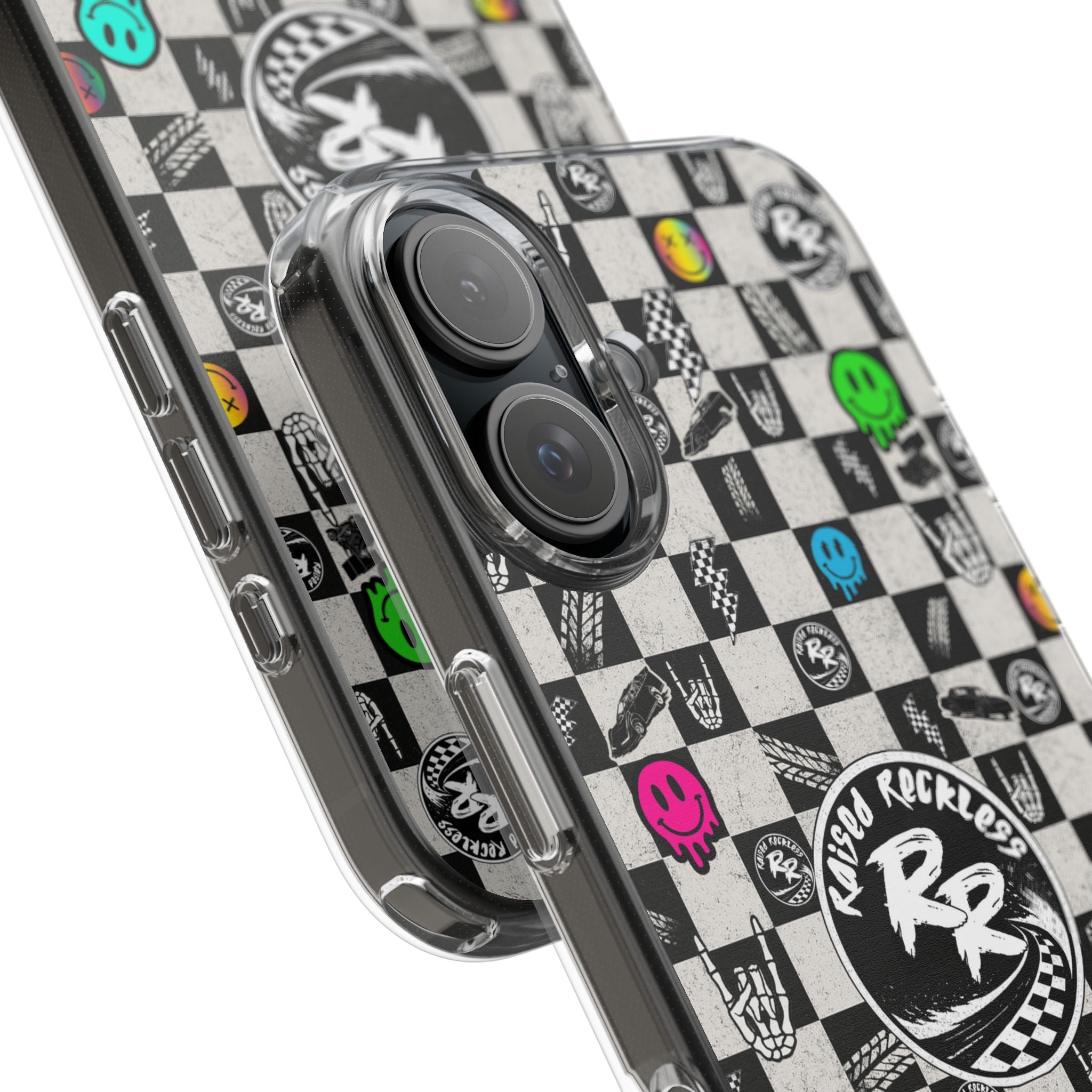 Raised Reckless Checkered Print Phone Case