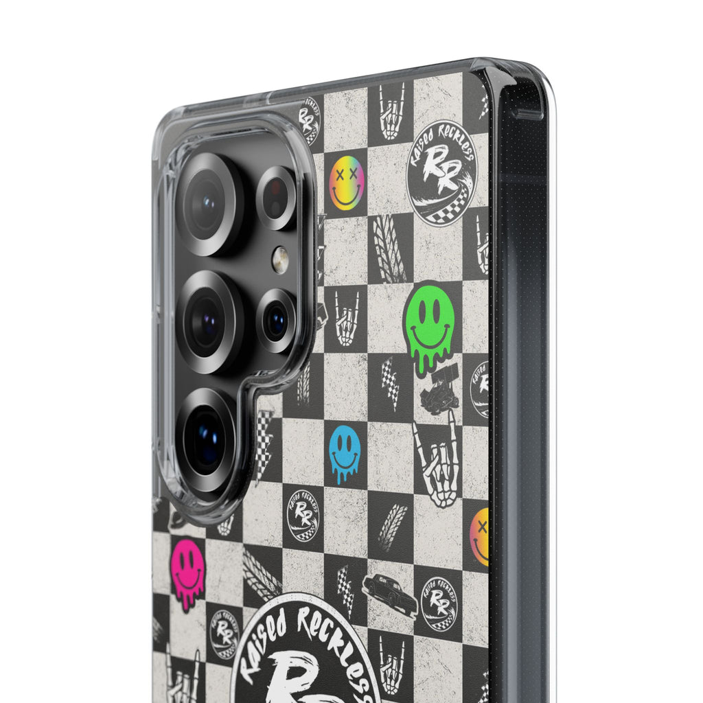 Raised Reckless Checkered Print Phone Case
