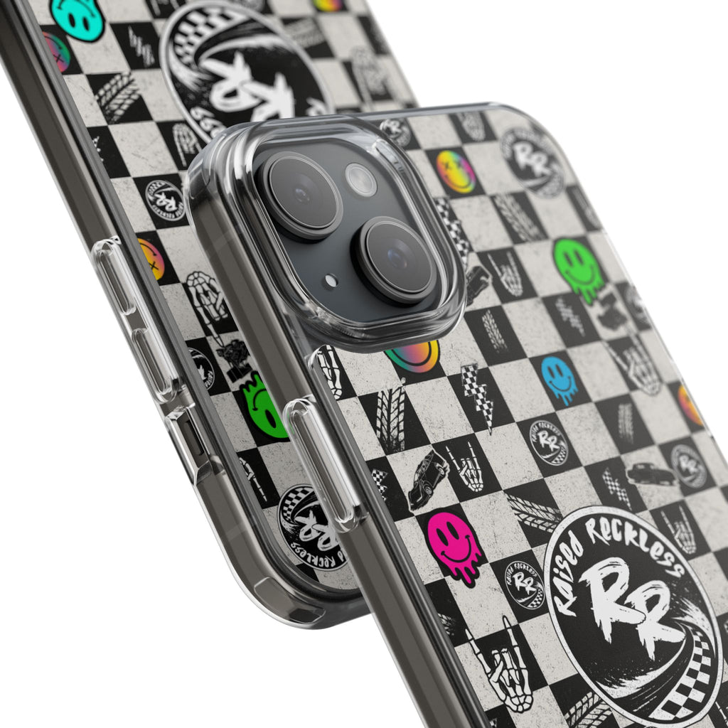 Raised Reckless Checkered Print Phone Case