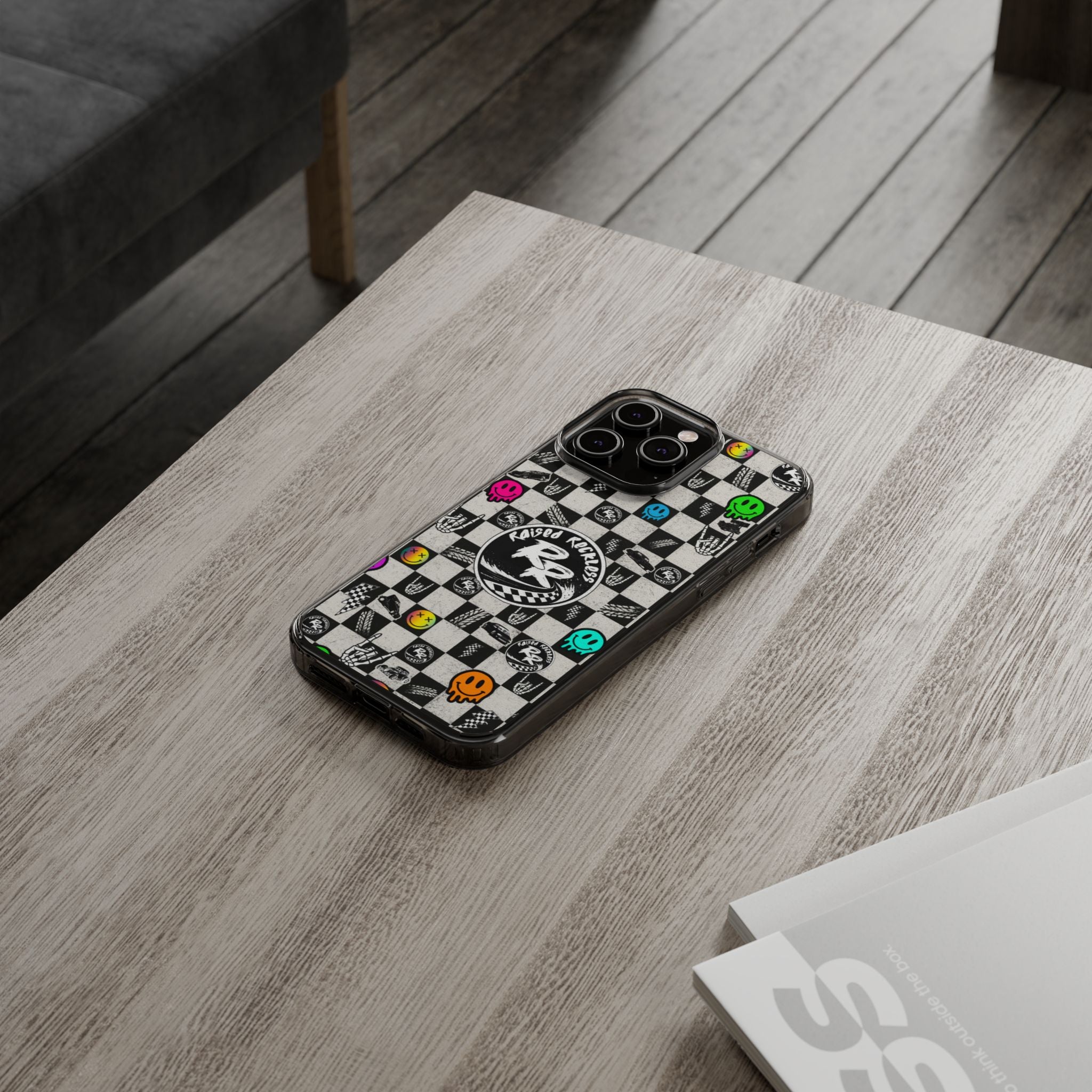 Raised Reckless Checkered Print Phone Case