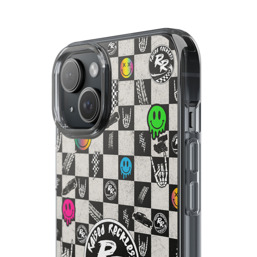 Raised Reckless Checkered Print Phone Case