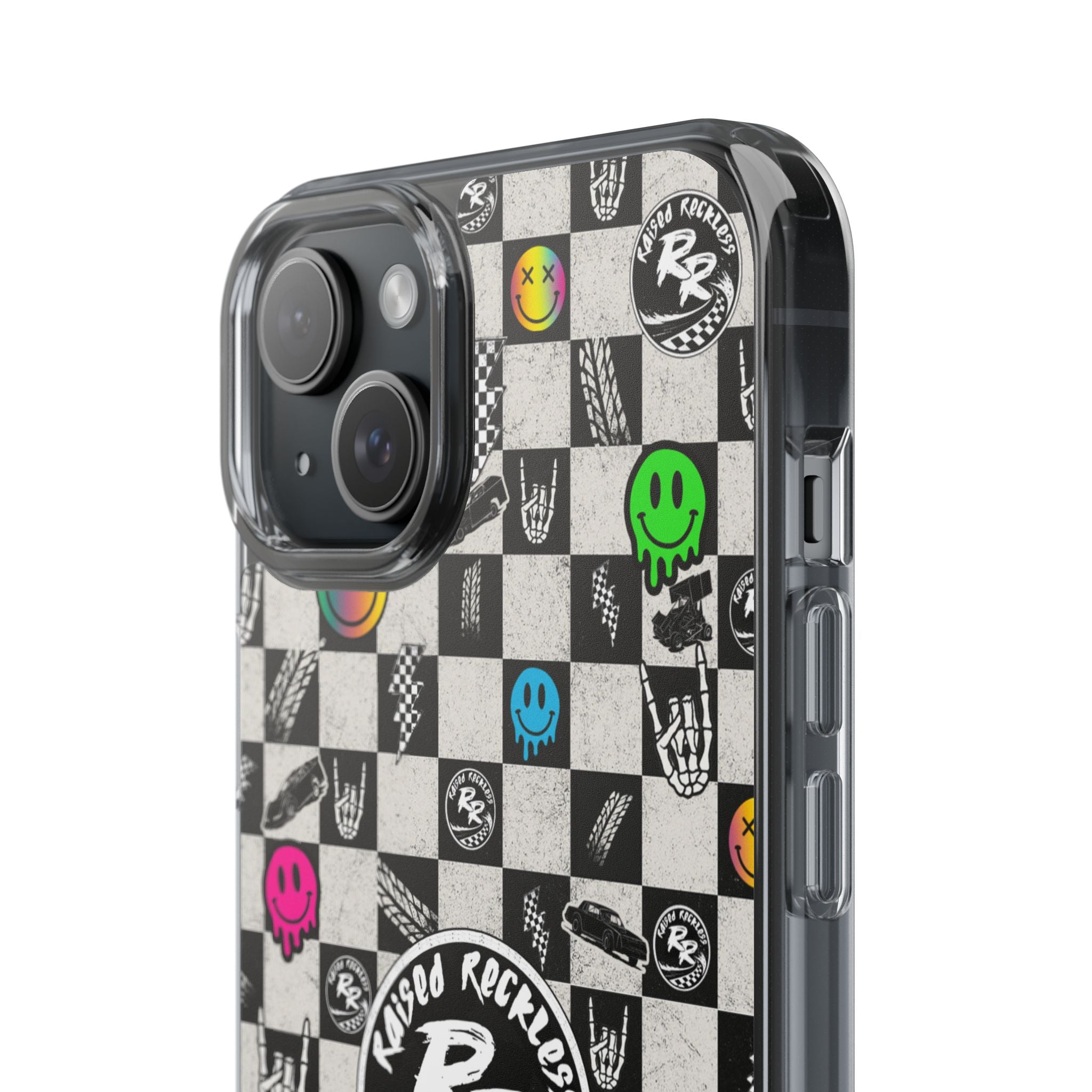 Raised Reckless Checkered Print Phone Case